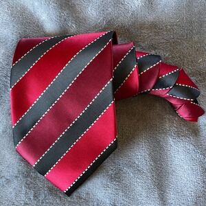 Vesuvio Napoli Italian Necktie Red Gray Black Striped‎ Men's vintage Tie